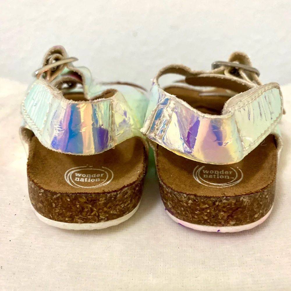 WONDER NATION Baby Hologram Fluorescent Bucke Sandals. Size 2